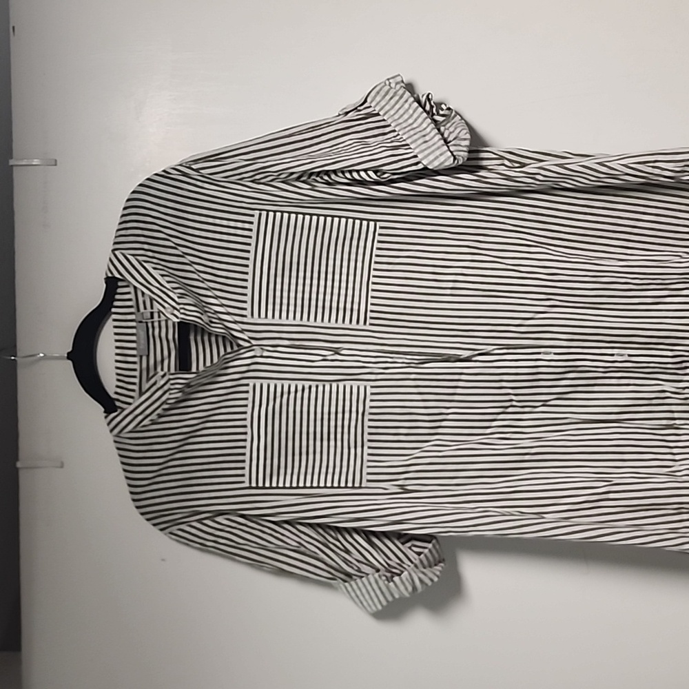 Fransa Green and White Striped Tunic Size L